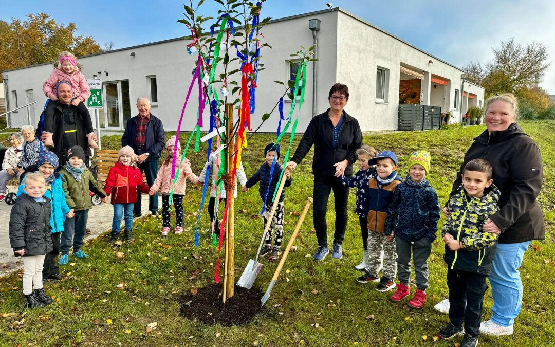 Baum pflanzen im Humanas-Wohnpark Wanzleben